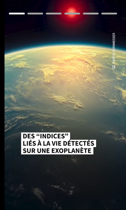 Exemple actu social stories, exoplanète