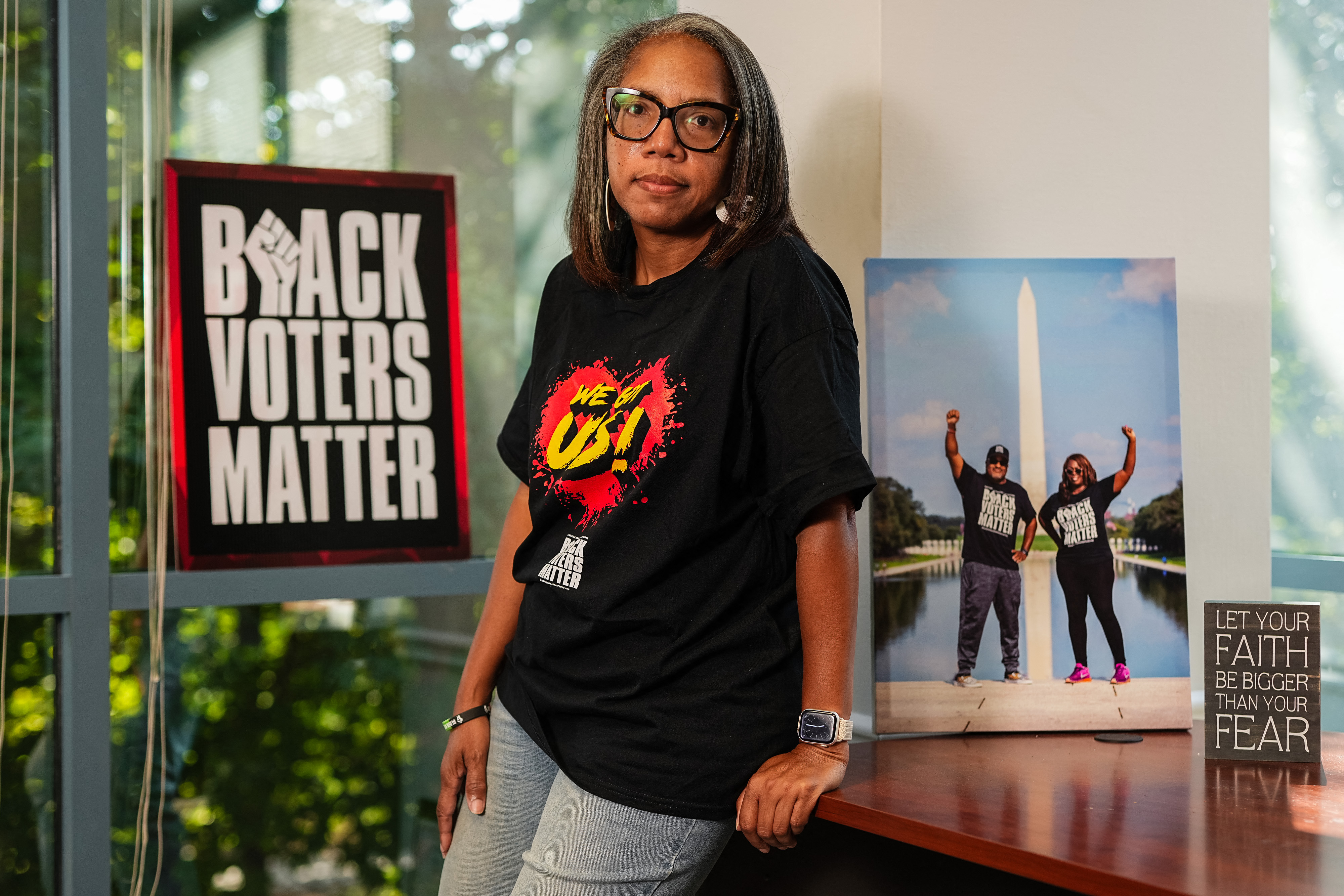 Wanda Mosley, Deputy Policy Director for Black Voters Matter, poses for a portrait in the BVM offices in Atlanta, Georgia on September 8, 2026. When Akyn and Noah Beck took charge as county election directors in rural Georgia in the wake of the 2020 US presidential election, they knew they'd be stepping into a maelstrom of conspiracy theories spread by the man who lost that election, Donald Trump.