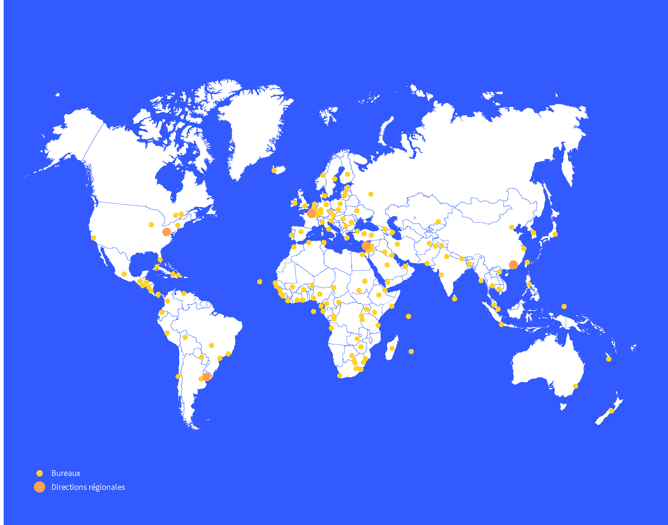Implantation des bureaux AFP dans le monde