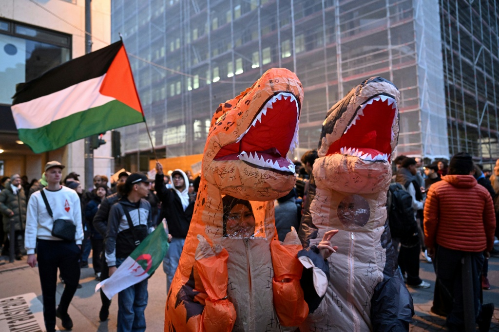 Protesters dressed as dinosaurs took part in the Gen Z demonstrations — Kirill KUDRYAVTSEV / AFP