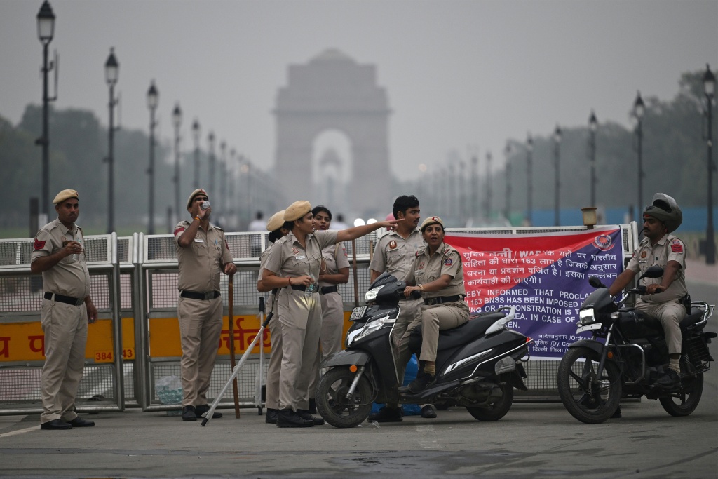 Indian authorities have closed metro stations, cancelled trains and restricted mobile internet access ahead of the protest — Arun SANKAR / AFP