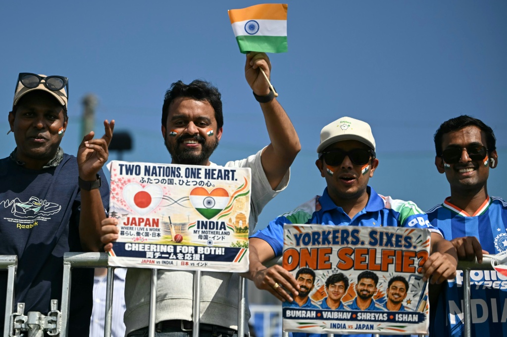 The Asian Games cricket final between India and Pakistan took place on a converted baseball field in Japan — ANDREW CABALLERO-REYNOLDS / AFP