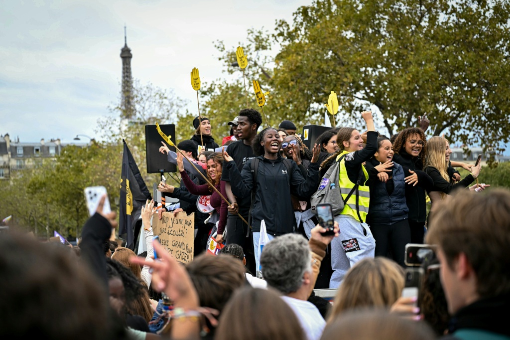 Hundreds of thousands of students have joined protests across France — LOU BENOIST / AFP