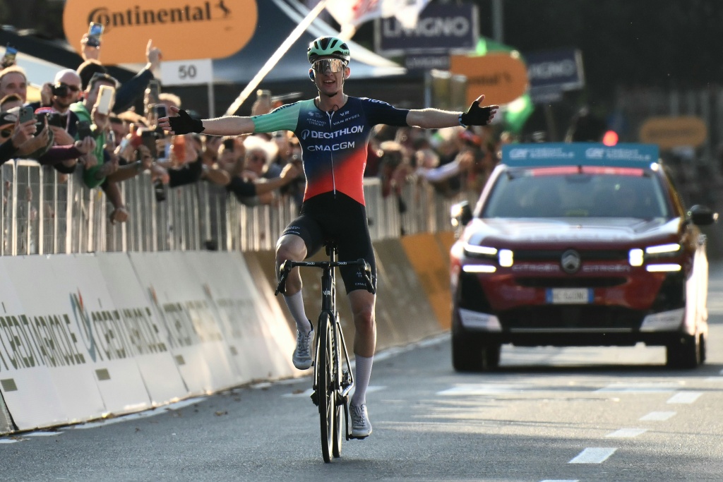 Paul Seixas was the fourth youngest ever winner of one of cycling's prestigious Monument one-day classics when he won the Giro di Lombardia — Marco BERTORELLO / AFP