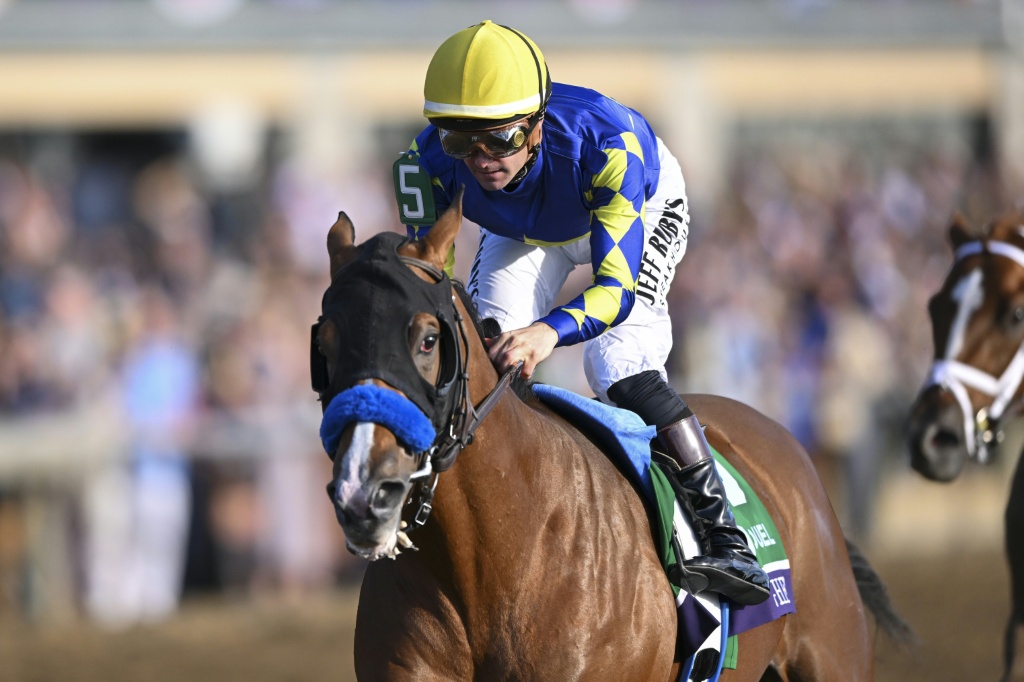 Hughes, ridden by Flavien Prat, wins the Breeders' Cup Juvenile at Keeneland — Tanner Pearson