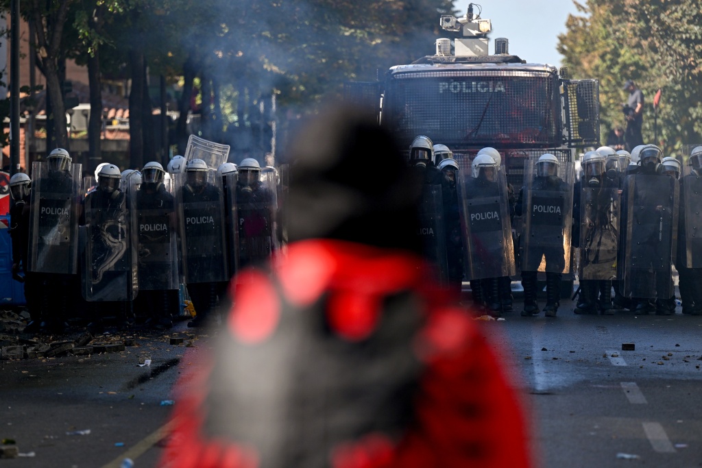 Months of anti-government demonstrations have deteriorated into pitched battles between the security forces and protesters — Armend NIMANI / AFP