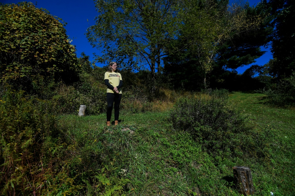 Part of Erika Cook's property near the proposed data center development is the target of an eminent domain proceeding that would seize her land for a huge transmission tower — Matthew Hatcher / AFP