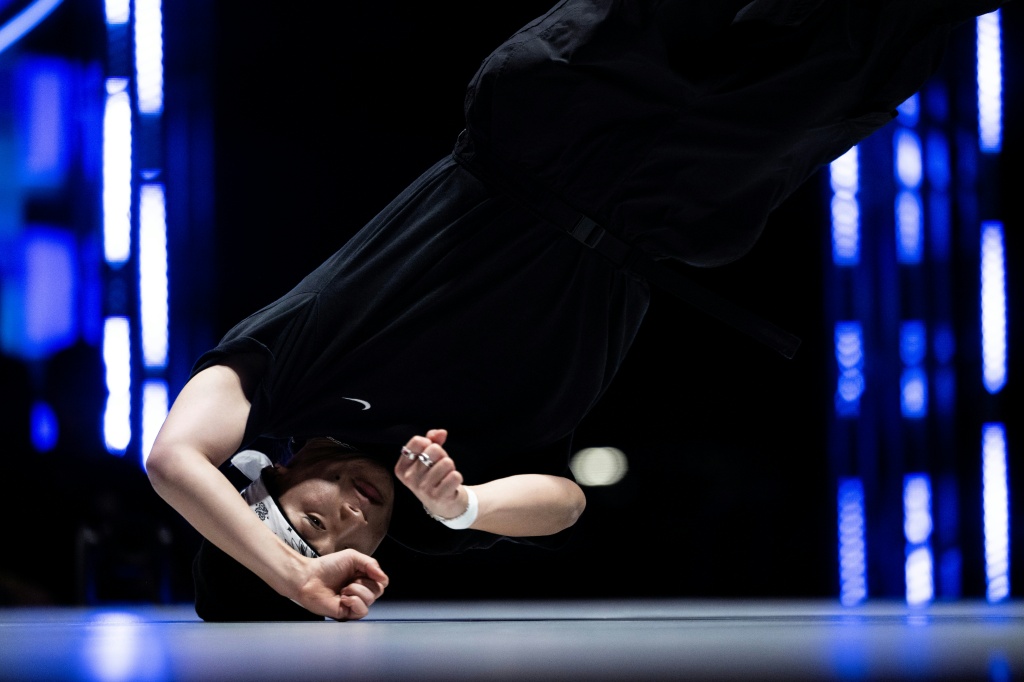 Japan’s Ayane Nakarai dances during the B-Girls pre-selection breaking competition — Andrew Caballero-Reynolds / AFP