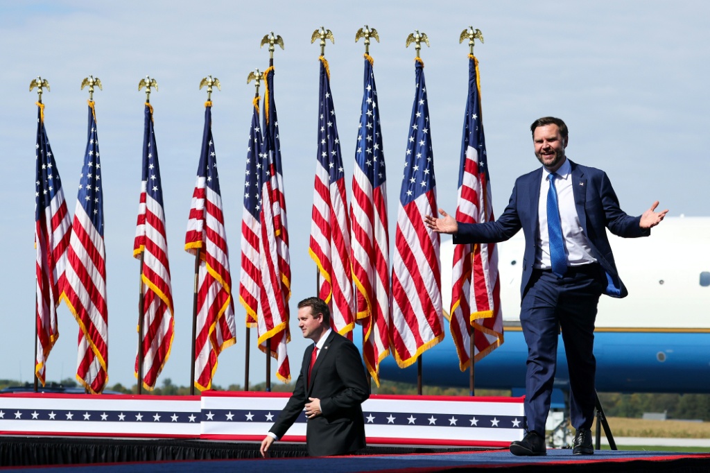 US Vice President JD Vance arrived on Air Force Two for the rally — Samuel Corum / AFP