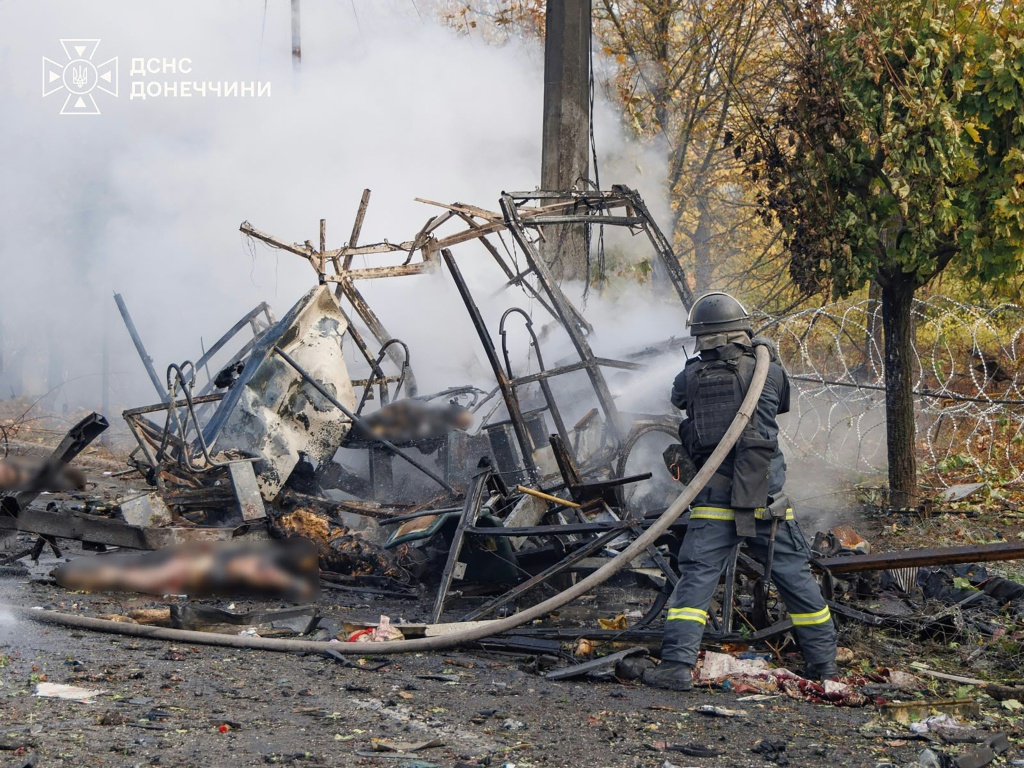 Police said the buses were hit by a glide bomb — Handout / AFP
