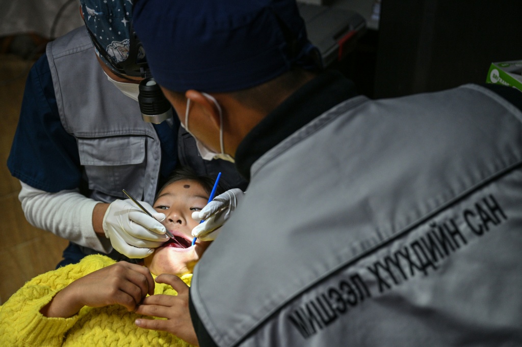 Around nine out of 10 children across Mongolia have tooth decay, according to Misheel Kids Foundation's pediatric dentist and project manager Namuunaa — Hector RETAMAL / AFP
