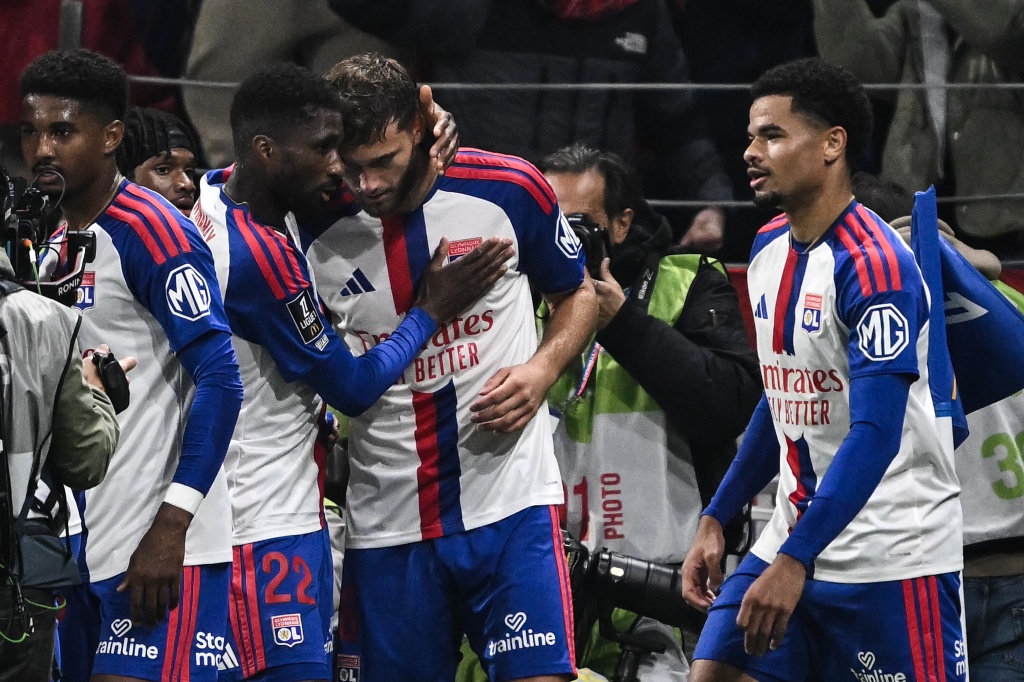Tanner Tessmann's header proved to be the winner for Lyon at home to Nice — JEFF PACHOUD / AFP