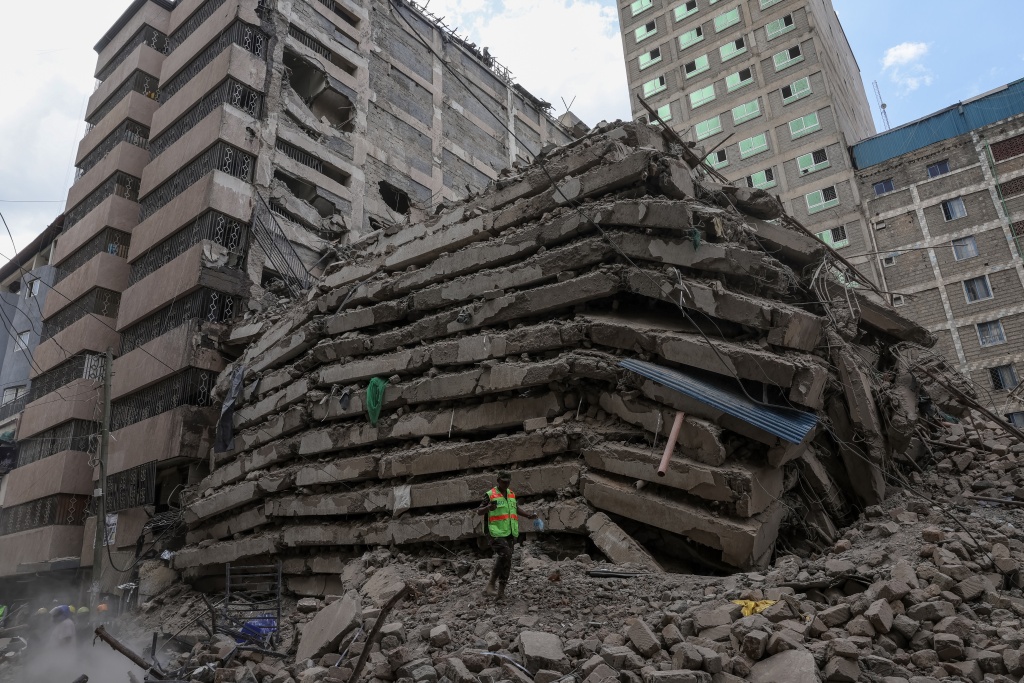 Rescuers search for seven people in Nairobi building collapse