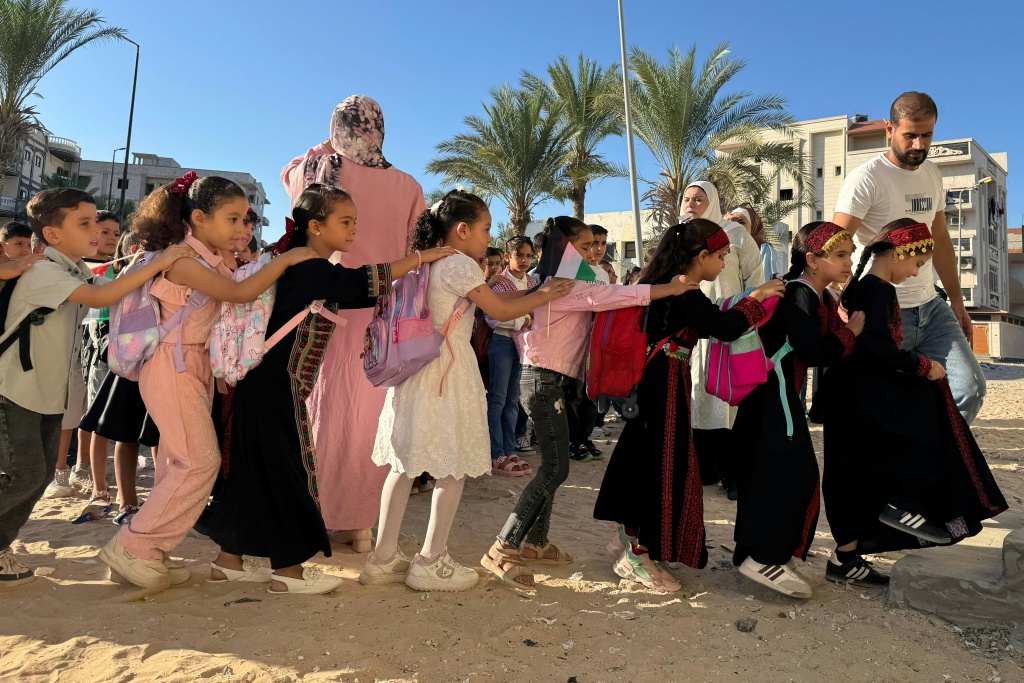 Children in Gaza itself only returned to classrooms in September for the first time since the war — Amr AHMED, Amr AHMED / AFP