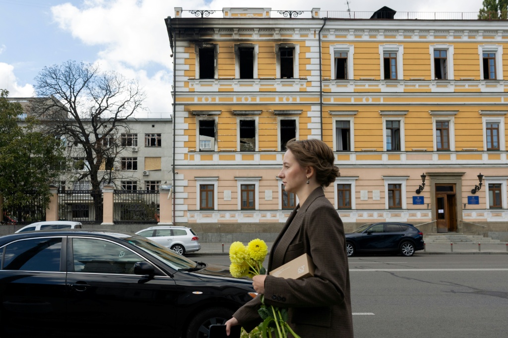 The National Academy of Sciences was hit by a Russian attack drone last week — Tetiana DZHAFAROVA / AFP