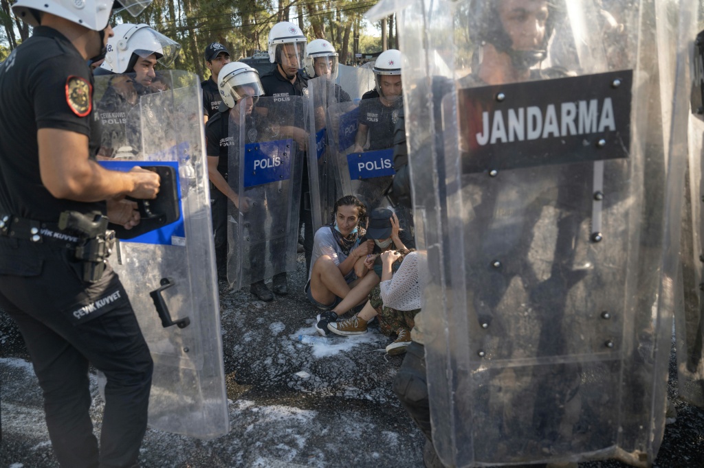 Local activists trying to stop deforestation projects have for years clashed with police in areas like Ikizkoy village in southwestern Turkey — BULENT KILIC / AFP