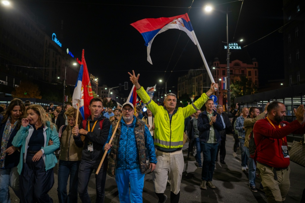 Students marched from across Serbia to join the final rallies ahead of Sunday's vote — Andrej ISAKOVIC / AFP
