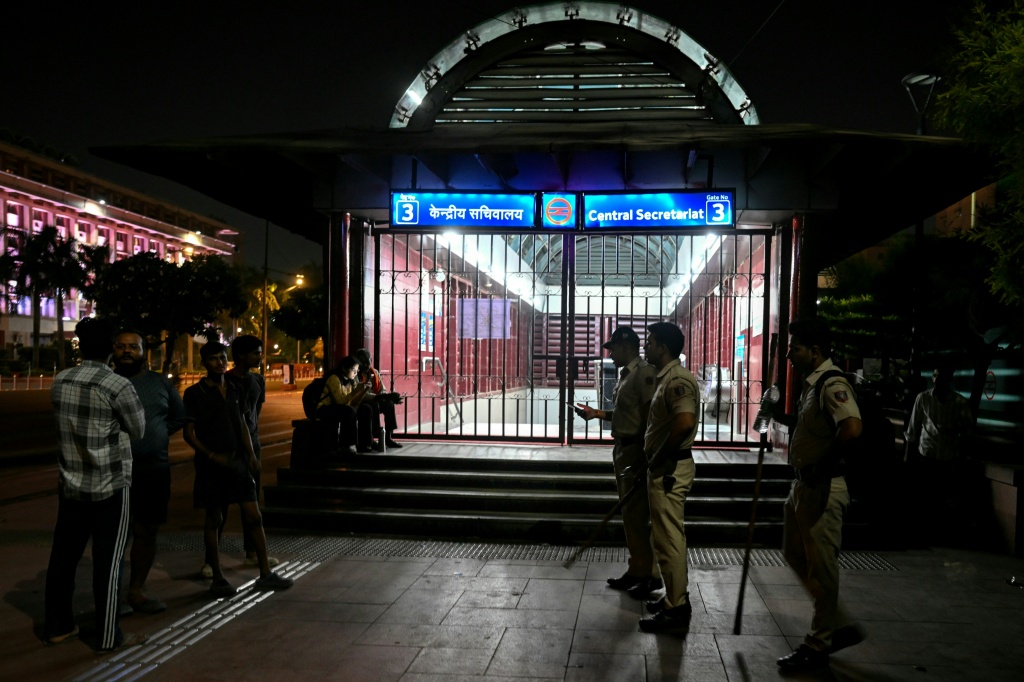 Indian authorities have ordered the closure of dozens of metro stations, and cancelled several trains coming to New Delhi — Arun SANKAR / AFP