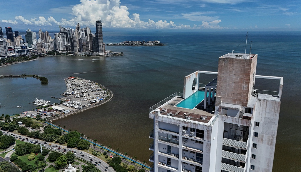 In Panama City, about 200 kilometers from the epicenter, there were scenes of panic as people rushed to evacuate from skyscrapers — MARTIN BERNETTI / AFP