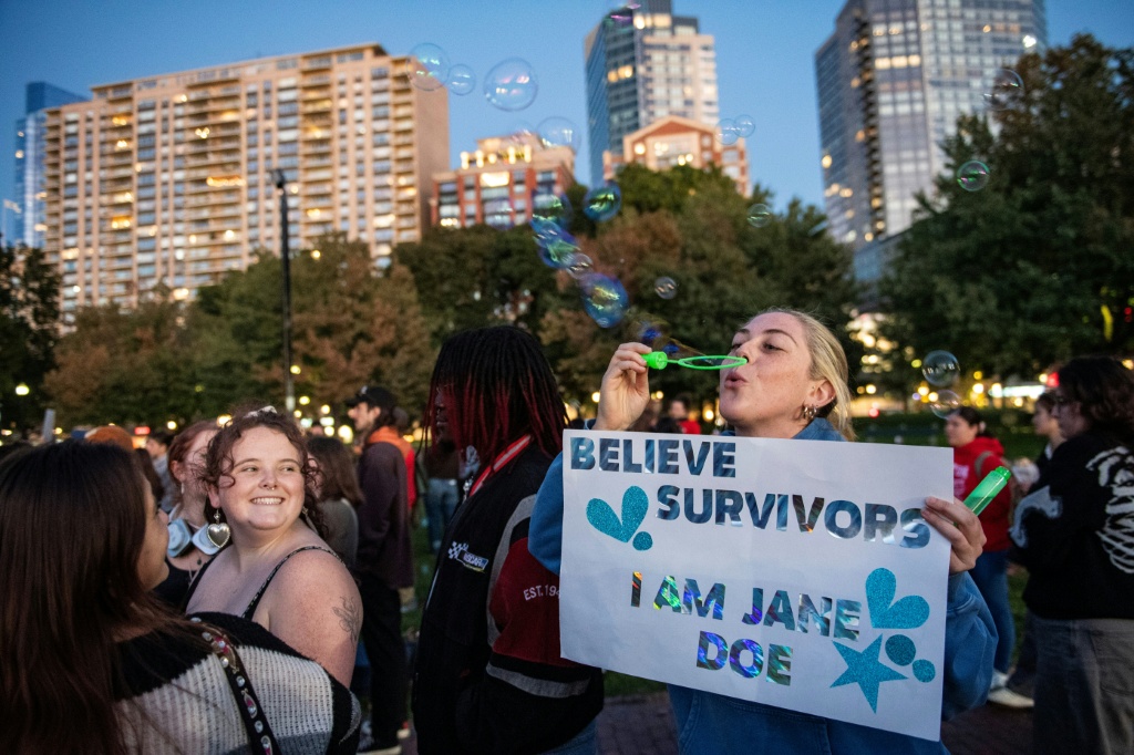 Protesters gathered in Boston and other US cities after the gang rape allegations came to light — JOSEPH PREZIOSO / AFP
