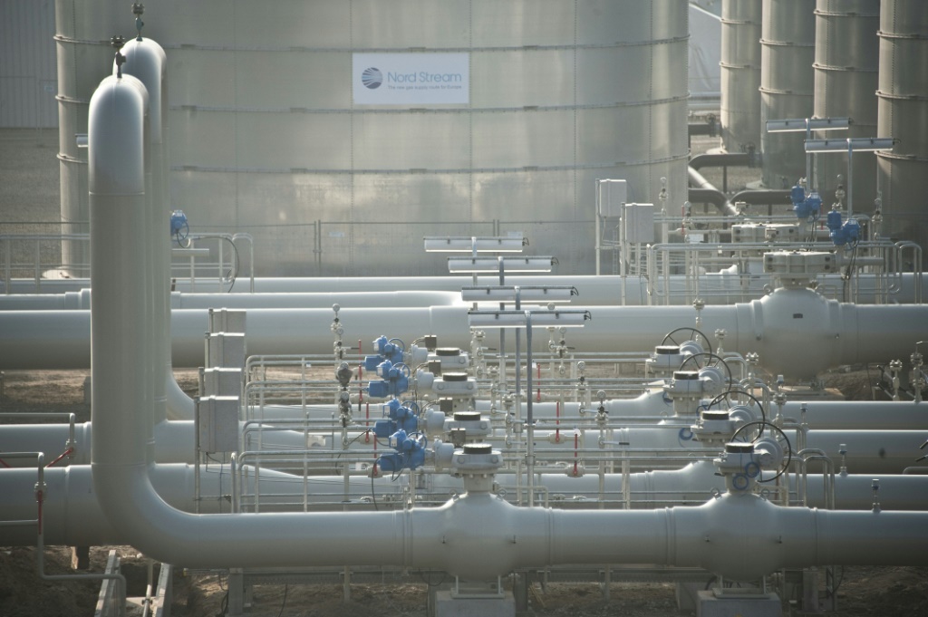 A picture released three days after the blast shows the release of gas emanating from a leak on the Nord Stream 2  pipeline — Handout / AFP