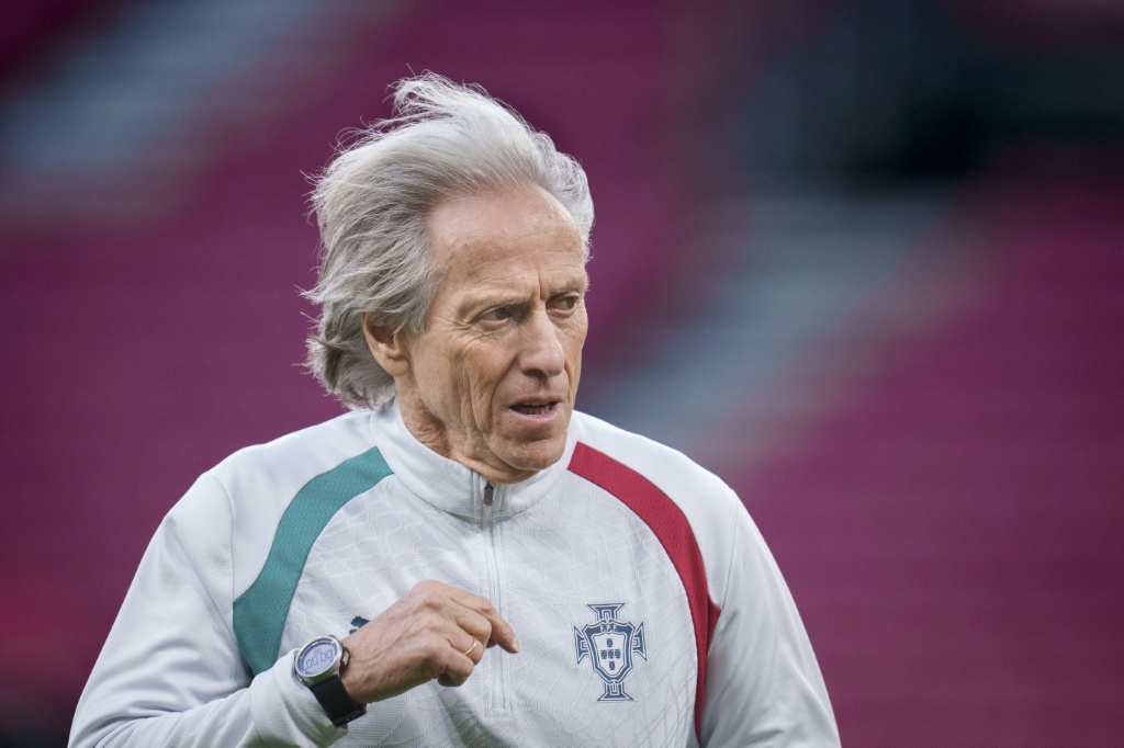 Portugal coach Jorge Jesus at training in Copenhagen on Wednesday — Liselotte Sabroe / AFP