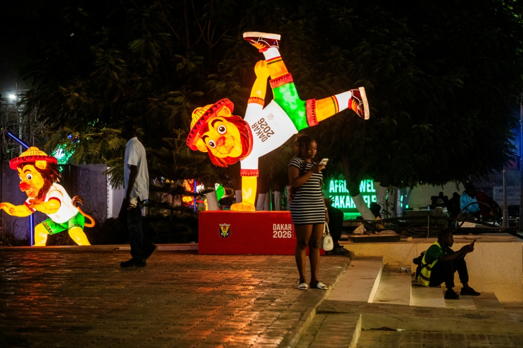 YOG 2026 mascot Ayo in Dakar's central square, Place de l'Independance — SEYLLOU / AFP