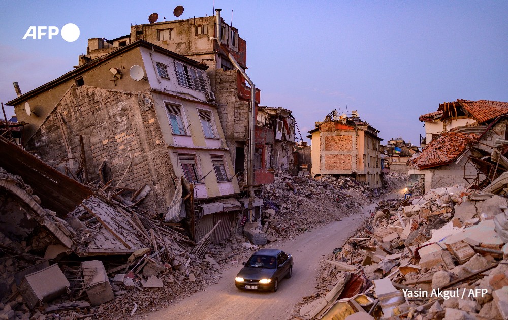 collapsed buildings after earthquake, Antakya, Turkey