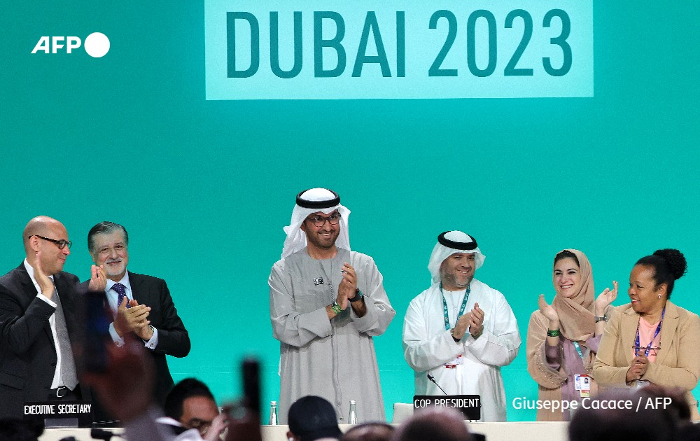 Sultan Ahmed Al Jaber applauds during COP28