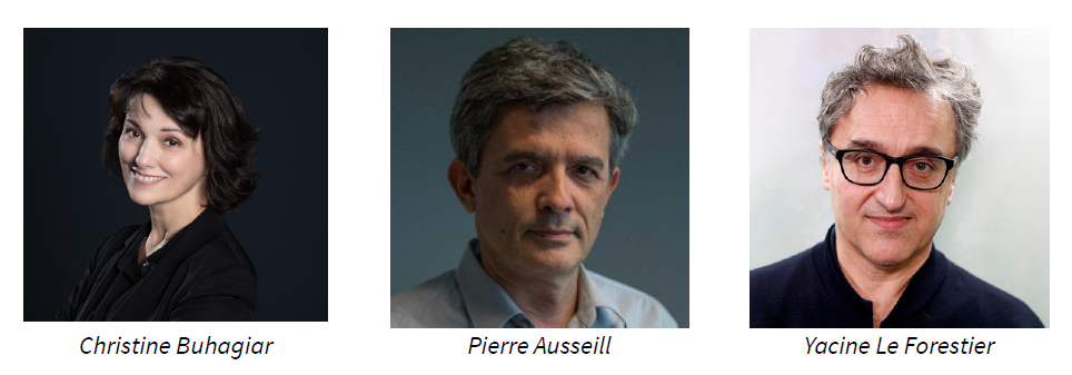 portraits de Christine Buhagiar, Pierre Ausseill et Yacine Le Forestier