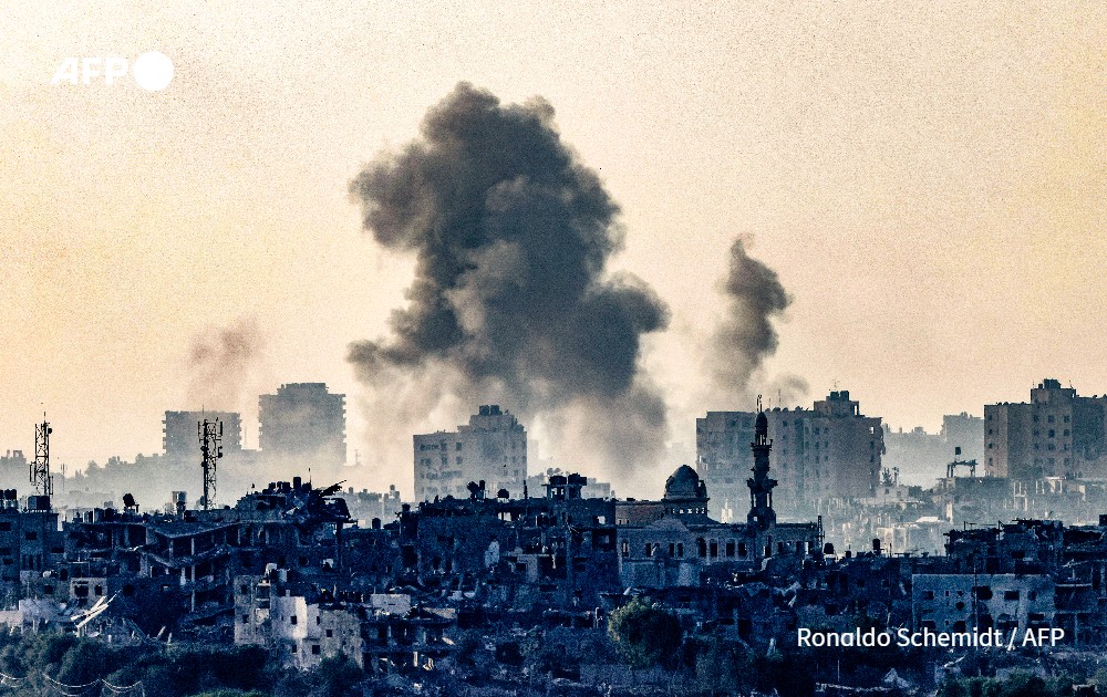 Smoke ascending over the northern Gaza Strip following an Israeli strike