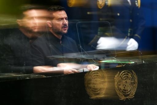 Ukraine's President Volodymyr Zelensky speaks during the 81st United Nations General Assembly — CHARLY TRIBALLEAU / AFP