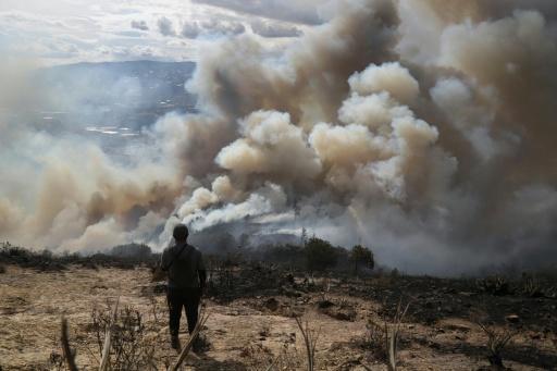 Forest fire threatens tourist town in Colombian Andes