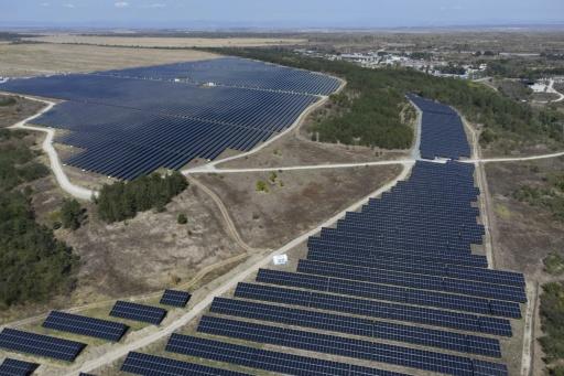 Photovoltaic panels near Galabovo in central Bulgaria — Nikolay DOYCHINOV / AFP