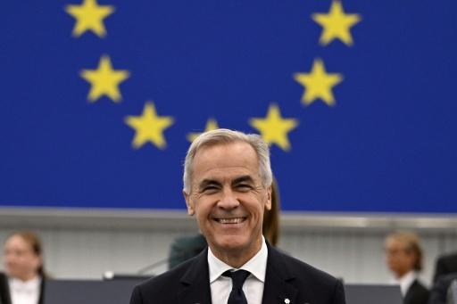 Le Premier ministre canadien Mark Carney lors de son discours devant le Parlement européen à Strasbourg, en France, le 17 septembre 2026 — Jean-Christophe VERHAEGEN / AFP