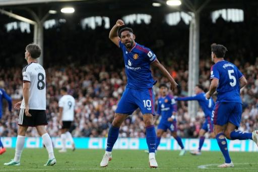 L'attaquant brésilien de Manchester United Matheus Cunha après avoir inscrit le but de l'égalisation contre Fulham, le 20 septembre 2026 — CARLOS JASSO / AFP