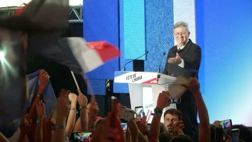 Le candidat LFI à la présidentielle Mélenchon donne un discours à la Fête de l'Humanité