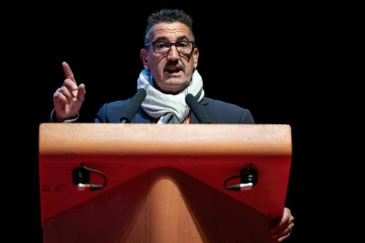 Le secrétaire général de FO Frédéric Souillot à Dijon en Côte d'Or le 20 avril 2026 — ARNAUD FINISTRE / AFP