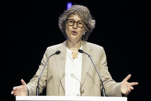 La présidente de la CFE-CGC Christelle Thieffinne à Satrsbourg le 10 juin 2026 — ROMEO BOETZLE / AFP