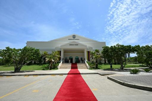 La sede de la Presidencia de Colombia, en Barranquilla, preparada el 8 de septiembre de 2026 para el encuentro entre el presidente colombiano, Abelardo de la Espriella, y el secretario de Estado de EEUU, Marco Rubio — Luis Acosta / AFP
