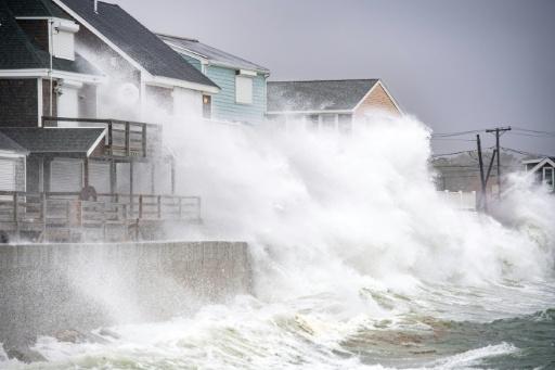 Waves pound the coast as the tide comes in during a "Nor’easter" in Scituate, Massachusetts on September 26, 2026 — Joseph Prezioso / AFP