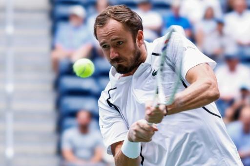 Russian Daniil Medvedev on the way to a second-round victory over American  Sebastian Gorzny at the US Open — KENA BETANCUR / AFP