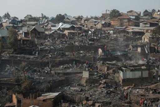 Vue d'ensemble de la zone ravagée par un incendie meurtrier à Bukavu, le 11 septembre 2026 en RDC — Jospin Mwisha / AFP