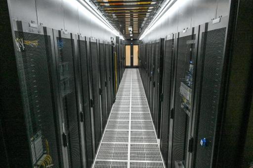 Rows of server rack cabinets at the Digital Realty data centre in Singapore — Roslan RAHMAN / AFP
